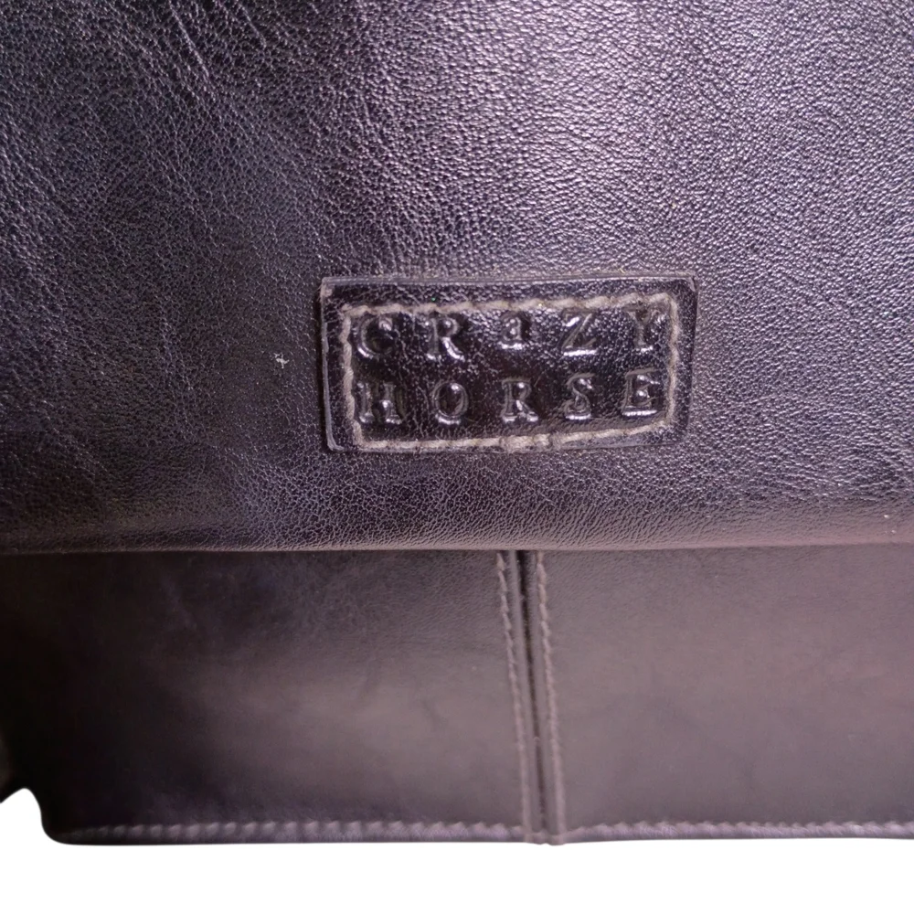 Crazy Horse ‎ Vintage Black Leather Shoulder Bag